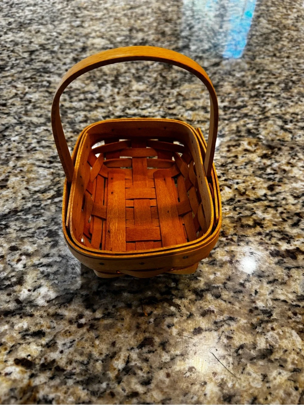 Longaberger Woven Wooden Basket in Warm Honey Brown, like new, never used.